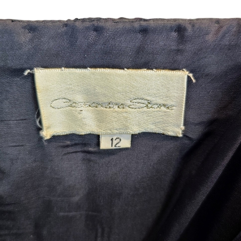 VTG Cassandra Stone Elegant Black Silver Beaded Evening Dress Side Slit Sz 12 - Picture 13 of 14